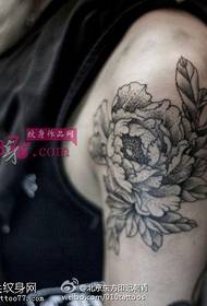 Mooi en nobel pioenroos tattoo-patroon