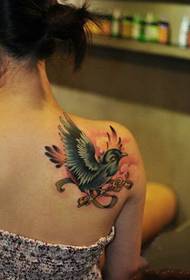 Fashion beauty shoulders beautiful looking swallow tattoo pattern pictures