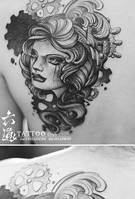 Crying beauty gear big flower tattoo pattern
