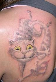 Een schouder 3D-kleur cartoon kat tattoo tattoo foto