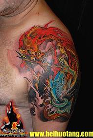 Shenlong serpent rouge calmar trois dieu bête lutte modèle de tatouage