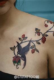 Arabesque mulberry lark tattoo pattern