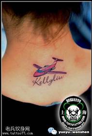 Model de tatuaj de avion mic colorat frumos