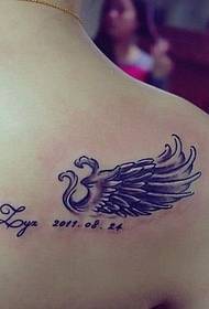 Sexy rameno jediného křídla krásné tetování vzor obrázek
