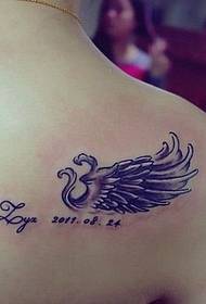 Sexy shoulder single wings beautiful tattoo pattern picture