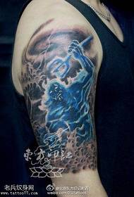 Klasisks jūras dieva karaļa tetovējuma tetovējuma modelis