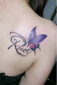 Tytöt seksikäs hartiat kaunis väri perhonen tatuointi kuvia
