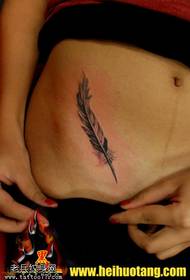 Waist feather tattoo pattern