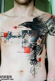 Бүркітке арналған жартылай ұсақ сиялы татуировкасы