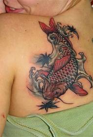 Gyönyörű vörös tintahal tetoválás
