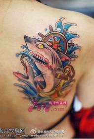 Inko-kolora ŝarko-tatuaje-ŝablono