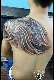 Rameno realistické lotus koi tetovanie vzor