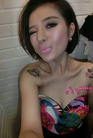 Beauty shoulders couple little panda tattoo pictures