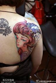 Ramena akvarel slika apstraktni uzorak tetovaža djevojčica