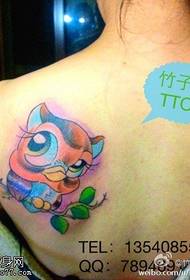 Ramena barva risanka sova tatoo vzorec