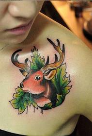 Sexy dath ghualainn dath patrún tattoo baineann fawn