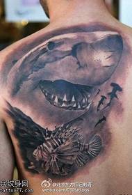 Tintenunterseeisches Tattoo-Muster mit großen Haien