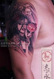 Modello di tatuaggio horror maschera teschio palmare bellezza