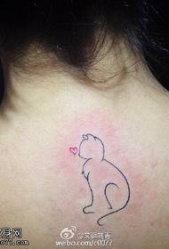 Preprost linijski vzorec tetovaže mucka