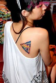 Colorful starry triangle shoulder tattoo picture