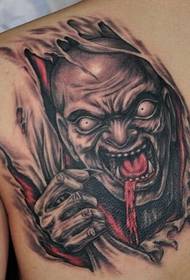 Fiúk vállának heves és szakadt bőr démon tetoválás képe