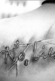 Ragazzi spalle piacevoli gocce di foto di tatuaggi con testo in inglese