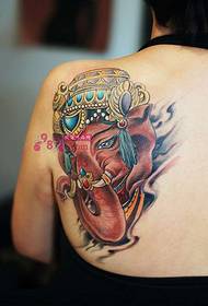 Koloretako elefante jainkoa gaza sorbalda tatuaje argazkia