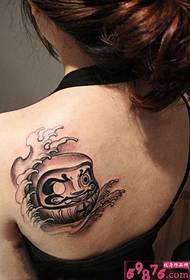 Immagine tatuaggio tumbler Dharma spalla posteriore ragazza