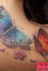 Beauty Shoulder 3D Color Butterfly Tattoo Pattern