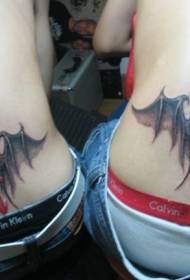 Ang mga Couples Waist Demon Wings Cross Tattoo Pattern