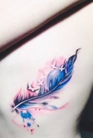 Säit Taille Schmetterling Fieder Aquarell Tattoo Muster