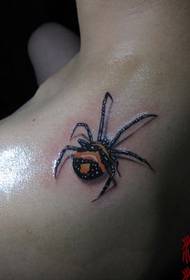 Kaunis värikäs hämähäkki tatuointi malli olkapäällä