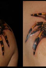 الگوی تاتو عنکبوت رنگ شانه