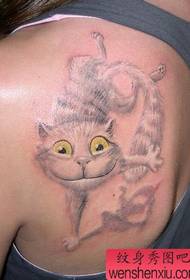 На рамену слатка цртана мачка тетоважа узорак