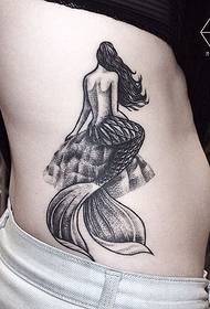 bočný pás morská víla zadný tieň bod tetovanie tetovanie vzor
