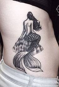 kiuno cha nyuma mermaid nyuma kivuli cha kumweka tattoo tattoo muundo