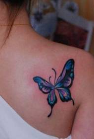 Padrão de tatuagem de borboleta de cor de ombro para meninas