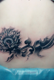 baywang sunflower itim na kulay-abo na pattern ng tattoo