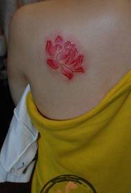 Senp ak bèl koulè lotus modèl tatoo pou zepòl ti fi