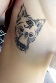 Puppy tattoo girl side waist black puppy tattoo picture