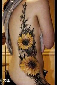 patró de tatuatge de flor de gira-sol de cintura
