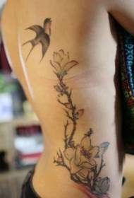 Meisjes taille kleur slikken bloem tattoo foto