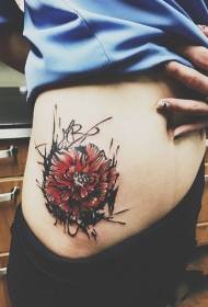 midja vallmo blomma personlighet tatuering mönster