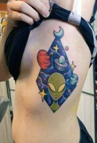 Seite Taille Tattoo Bild Mädchen Seite Taille auf Planeten und Alien Tattoo Bild