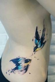 grožio juosmens dvi kregždės, dažytos tatuiruotės modeliu