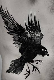 ແອວຂ້າງເອີຣົບແລະອາເມລິກາຮູບແບບ tattoo crow ທີ່ແທ້ຈິງ