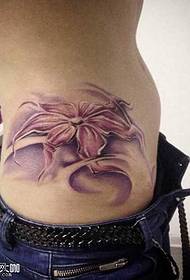 pasový květ tetování vzor 68350 - Vzorek tetování červeného olihně za pasem je nekonečně živý