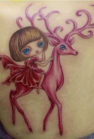 Ženska Tattoo Vzorec: Na ramenu Cartoon Doll Fawn Tattoo Vzorec