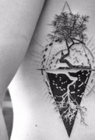 Tombó de cintura al costat de la cintura del mascle de la cintura del costat del mascle i imatge gran del tatuatge dels arbres