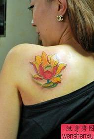 Jolies épaules, beau motif de tatouage de lotus coloré